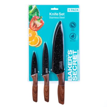Set de 3 cutite de bucatarie + protectie lama Baker's Secret Best CarHome