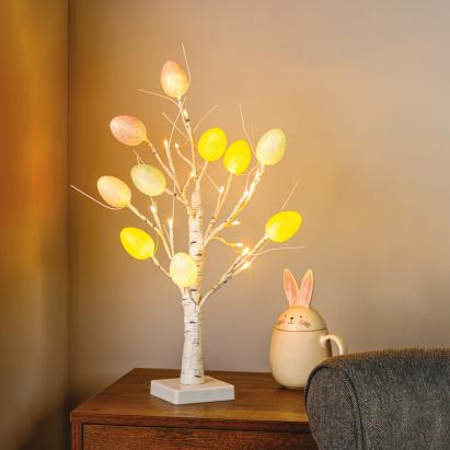 Decor copăcel cu ouă de Paște - 10 ouă, 24 LED-uri - 50 cm - 3 x AA Best CarHome