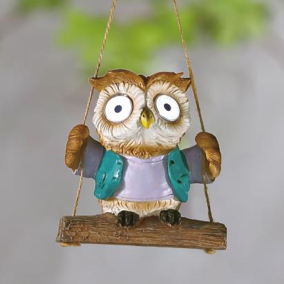 Decor solar suspendat - bufniță - 2 LED albe - 10 x 6 x 28 cm Best CarHome