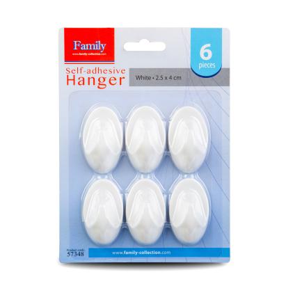 Cârlig autoadeziv - alb - plastic - 2,5 x 4 cm - 6 buc/pachet Best CarHome