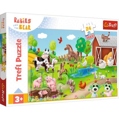 PUZZLE TREFL 24 MAXI BABIES AND THE BEAR ANIMALE LA FERMA SuperHeroes ToysZone