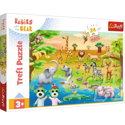 PUZZLE TREFL 24 MAXI BABIES AND THE BEAR SAFARI SuperHeroes ToysZone
