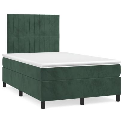 Pat box spring cu saltea, verde închis, 120x190 cm, catifea GartenMobel Dekor