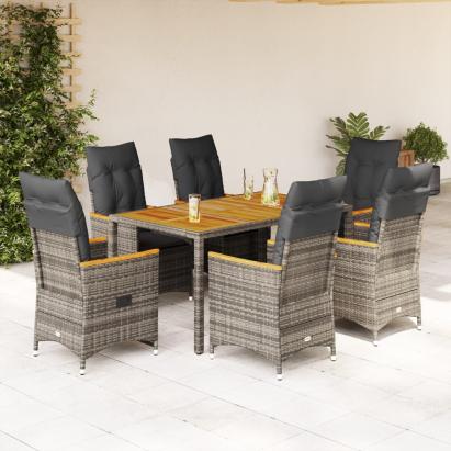 Set mobilier de grădină cu perne, 7 piese, gri, poliratan GartenMobel Dekor