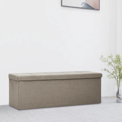 Bancă de depozitare pliabilă, gri taupe, imitație de pânză GartenMobel Dekor