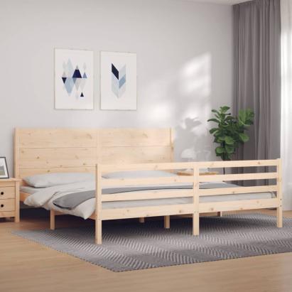Cadru pat cu tăblie 200x200 cm, lemn masiv de pin GartenMobel Dekor