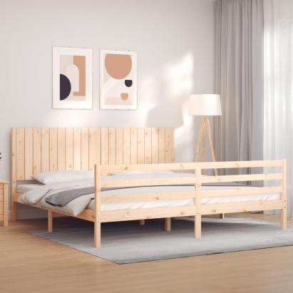 Cadru pat cu tăblie 200x200 cm, lemn masiv de pin GartenMobel Dekor