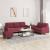 Set canapea cu perne, 3 piese, roșu vin, material textil GartenMobel Dekor