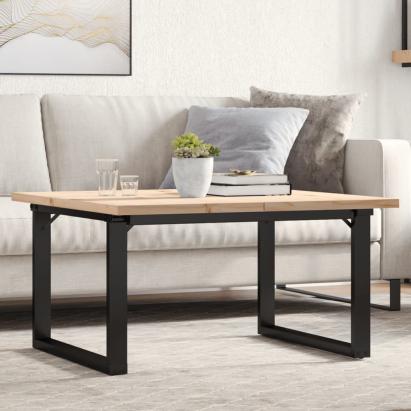 Masă de cafea, cadru O, 80x80x45,5 cm, lemn masiv pin și fontă GartenMobel Dekor