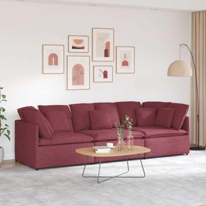 Canapea modulară cu perne, roșu vin, textil GartenMobel Dekor