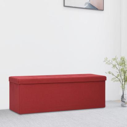 Bancă de depozitare pliabilă, roșu vin, imitație de pânză GartenMobel Dekor