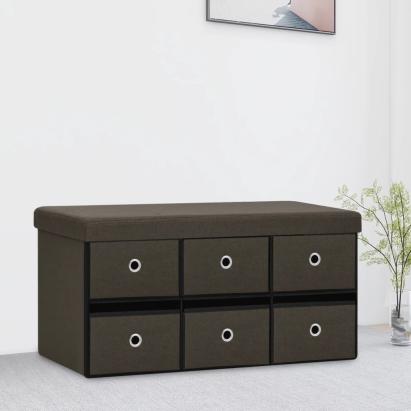 Bancă depozitare pliabilă maro închis 76x38x38cm imitație pânză GartenMobel Dekor