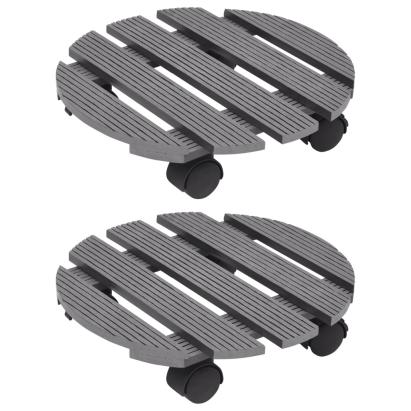 Suporturi de plante cu role, 2 buc., gri, Ø30x7,5 cm, WPC GartenMobel Dekor