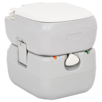 Toaletă portabilă de camping, gri și alb, 22+12 L, HDPE GartenMobel Dekor