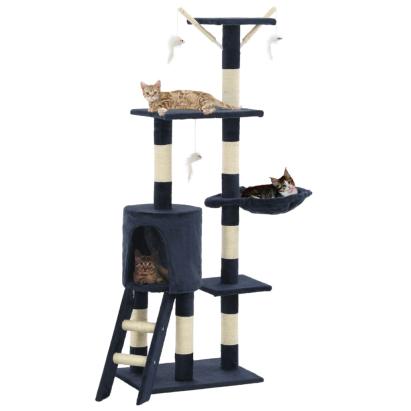 Ansamblu pisici stâlpi din funie sisal, 138 cm, albastru închis GartenMobel Dekor