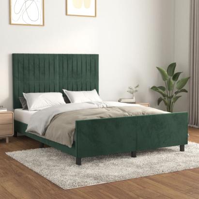 Cadru de pat fără saltea, verde închis, 140x190 cm, catifea GartenMobel Dekor