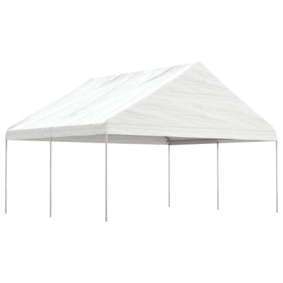 Foișor cu acoperiș, alb, 4,46x5,88x3,75 m, polietilenă GartenMobel Dekor