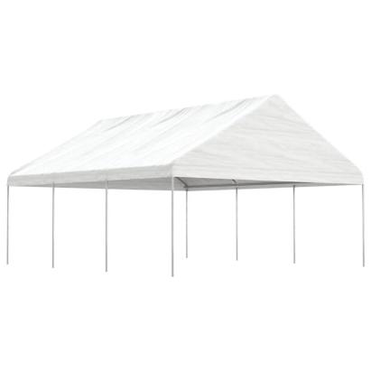 Foișor cu acoperiș, alb, 6,69x5,88x3,75 m, polietilenă GartenMobel Dekor