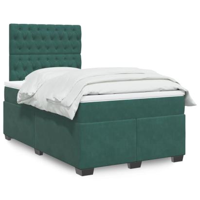 Pat box spring cu saltea, verde închis, 120x190 cm, catifea GartenMobel Dekor