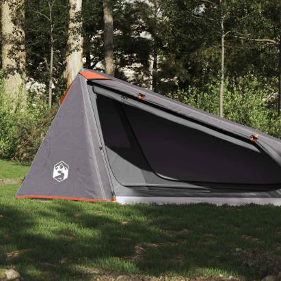 Cort de camping tunel 1 persoane, gri/portocaliu, impermeabil GartenMobel Dekor