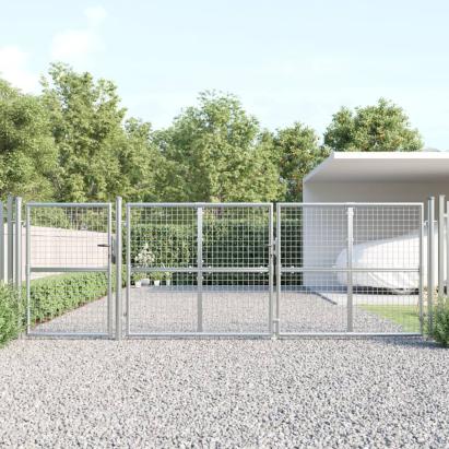 Poartă de grădină din plasă argintie 400x175 cm oțel galvanizat GartenMobel Dekor