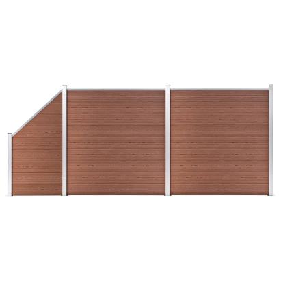 Set panouri gard, 2 pătrate + 1 oblic, maro, 446x186 cm, WPC GartenMobel Dekor