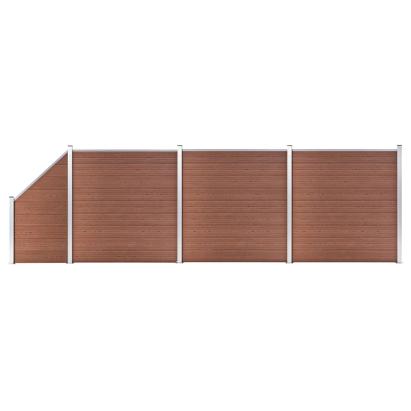 Set panouri gard, 3 pătrate + 1 oblic, maro, 619 x 186 cm, WPC GartenMobel Dekor