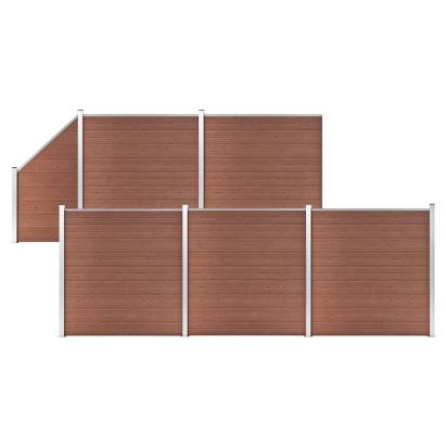 Set panouri gard, 5 pătrate + 1 oblic, maro, 965 x 186 cm, WPC GartenMobel Dekor