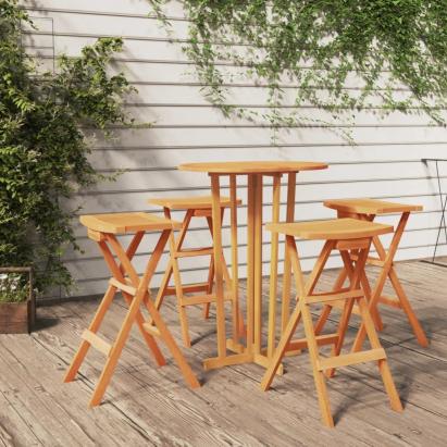 Set mobilier de bar pliabil, 5 piese, lemn masiv de tec  GartenMobel Dekor