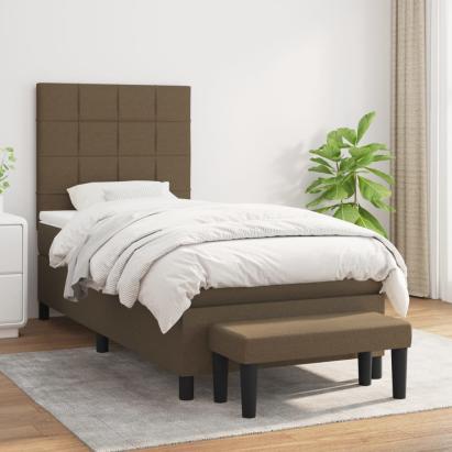 Pat box spring cu saltea, maro închis, 90x190 cm, textil GartenMobel Dekor