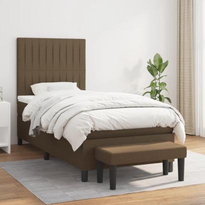 Pat box spring cu saltea, maro închis, 90x190 cm, textil GartenMobel Dekor