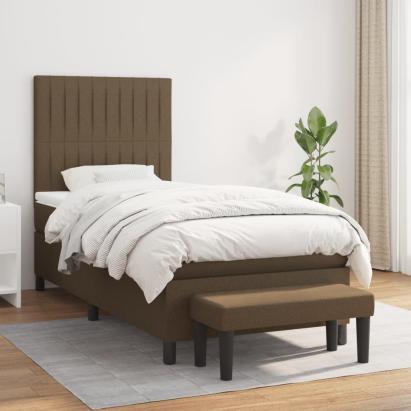 Pat box spring cu saltea, maro închis, 90x200 cm, textil GartenMobel Dekor