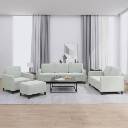 Set de canapele, 4 piese, gri deschis, catifea GartenMobel Dekor