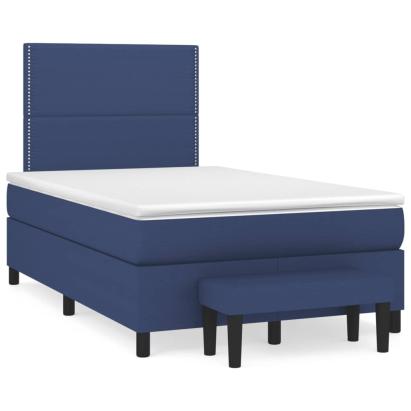 Pat box spring cu saltea, albastru, 120x190 cm, material textil GartenMobel Dekor