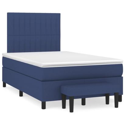 Pat box spring cu saltea, albastru, 120x190 cm, material textil GartenMobel Dekor