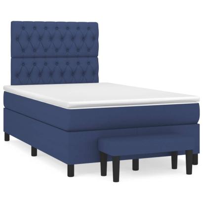 Pat box spring cu saltea, albastru, 120x190 cm, material textil GartenMobel Dekor