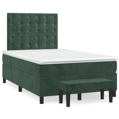 Pat box spring cu saltea, verde închis, 120x190 cm, catifea GartenMobel Dekor