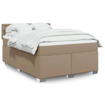 Pat box spring cu saltea, cappuccino, 140x190cm piele ecologică GartenMobel Dekor