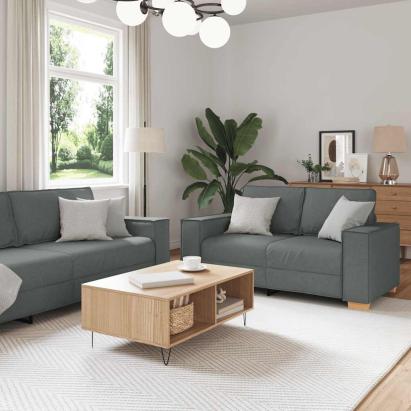 Set de canapele cu perne, 2 piese, gri închis, textil GartenMobel Dekor