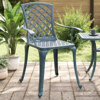 Scaune de grădină, 2 buc., verde, aluminiu turnat GartenMobel Dekor