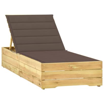 Șezlong cu pernă taupe, lemn de pin tratat GartenMobel Dekor