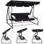 Balansoar gradina, 4 locuri, negru, 220x120x162 cm, functie pat, Linda GartenVIP DiyLine