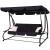 Balansoar gradina, 4 locuri, negru, 220x120x162 cm, functie pat, Linda GartenVIP DiyLine