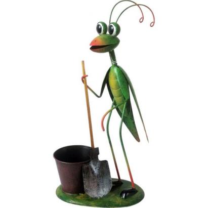 Decoratiune gradina, MagicHome, greier cu lopata si galeata, metalica, 26x15x52 cm GartenVIP DiyLine