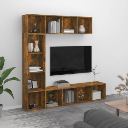 Set dulap TV/cărți, 3 piese, stejar afumat, 180x30x180 cm GartenMobel Dekor