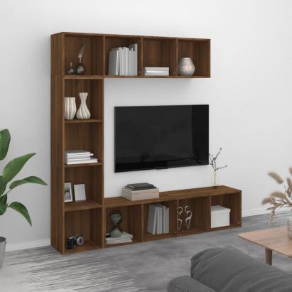 Set dulap TV/cărți, 3 piese, stejar maro, 180x30x180 cm GartenMobel Dekor