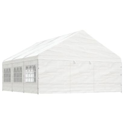 Foișor cu acoperiș, alb, 6,69x5,88x3,75 m, polietilenă GartenMobel Dekor