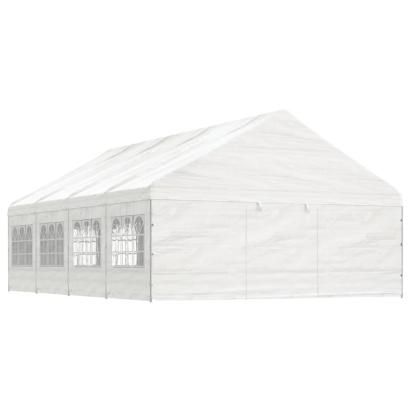 Foișor cu acoperiș, alb, 8,92x5,88x3,75 m, polietilenă GartenMobel Dekor