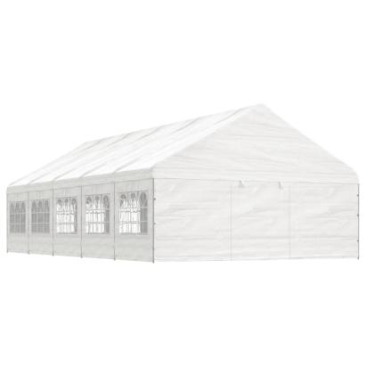 Foișor cu acoperiș, alb, 11,15x5,88x3,75 m, polietilenă GartenMobel Dekor