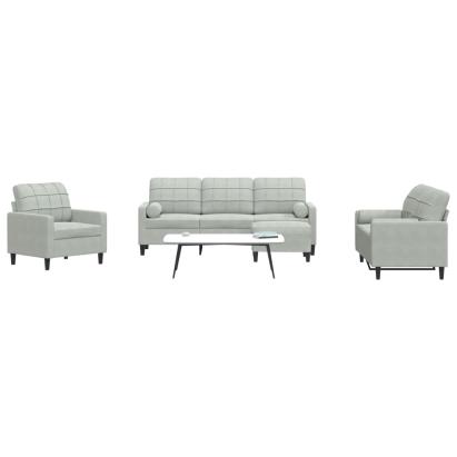 Set de canapele cu perne, 4 piese, gri deschis, catifea GartenMobel Dekor